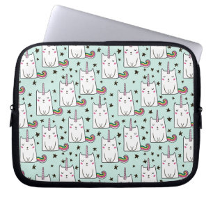 Cute Hand Drawn Unicorn Cat Pattern Laptop Sleeve