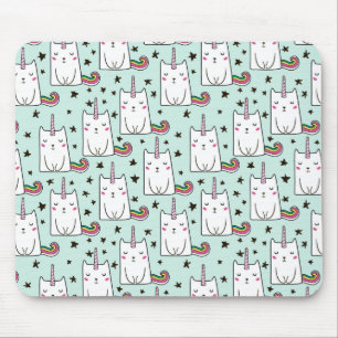 Cute Hand Drawn Unicorn Cat Pattern Mouse Pad