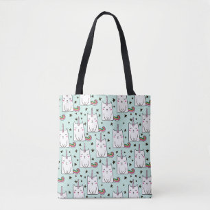 Cute Hand Drawn Unicorn Cat Pattern Tote Bag