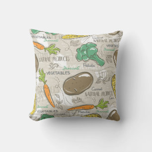 Cute Hand Drawn Vegetable Assortment Cushion