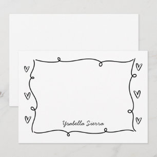 Cute Hand Drawn Wavy Hearts Simple Card