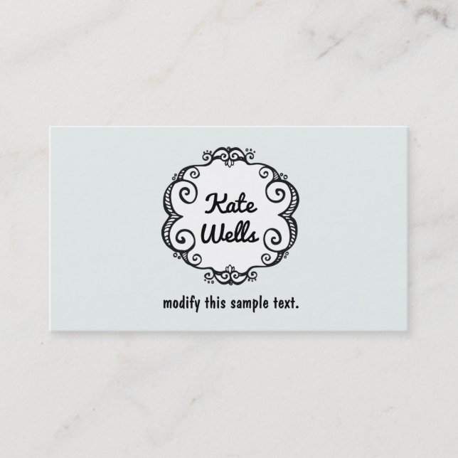 Cute Hand Drawn  Whimsical Frame and Typography Business Card (Front)