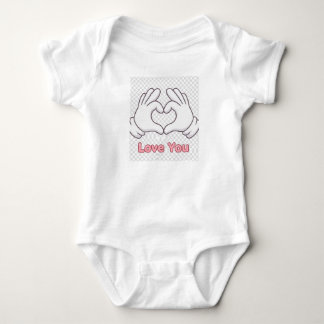 Cute Hand Heart "Love You" Baby Jersey Bodysuit