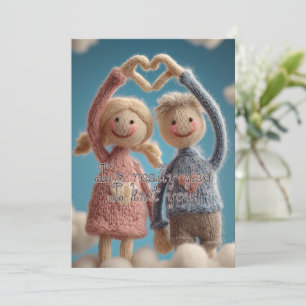 Cute Hand-knit Couple Yarn Dolls Valentine's Holiday Card