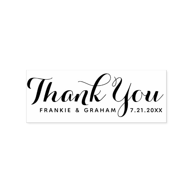Cute Hand-Lettered Script | Wedding Thank You Rubber Stamp (Imprint)
