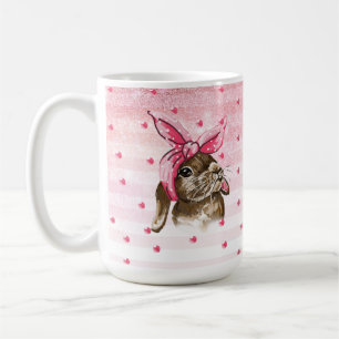 Cute Hand painted Bunny glitter Coffee Mug