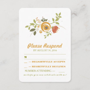 cute hand painted flowers wedding RSVP Card