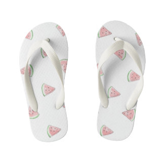 Cute hand painted watercolour watermelon print kid's thongs