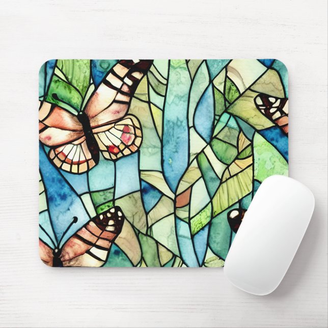 Cute hand sketch forest Greenery pattern Pretty Mouse Pad (With Mouse)
