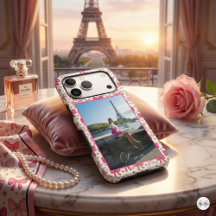 Cute Hand-Sketched Pink Bows Name Hearts Photo