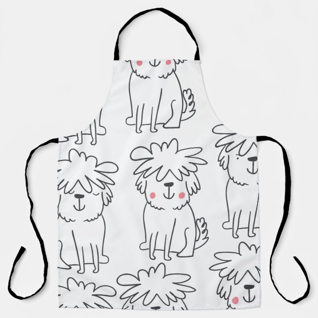 Cute handdrawn seamless pattern with cute doodle f apron (Front)