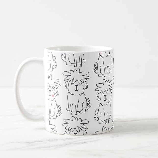 Cute handdrawn seamless pattern with cute doodle f coffee mug (Left)