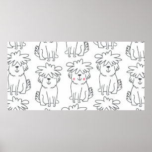Cute handdrawn seamless pattern with cute doodle f poster