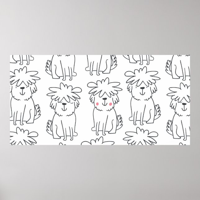 Cute handdrawn seamless pattern with cute doodle f poster (Front)