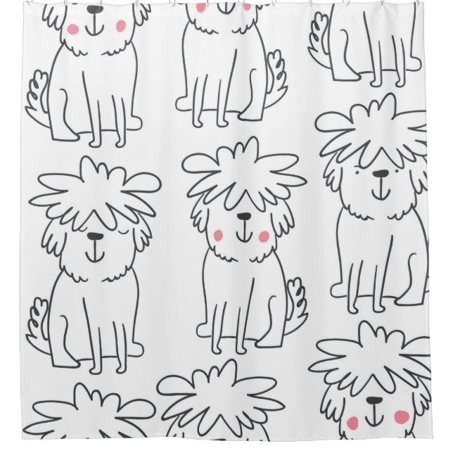 Cute handdrawn seamless pattern with cute doodle f shower curtain (Front)