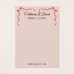 Cute Handmade accesories red bow display card