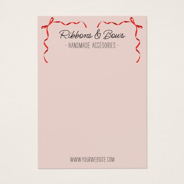 Cute Handmade accesories red bow display card (Front)