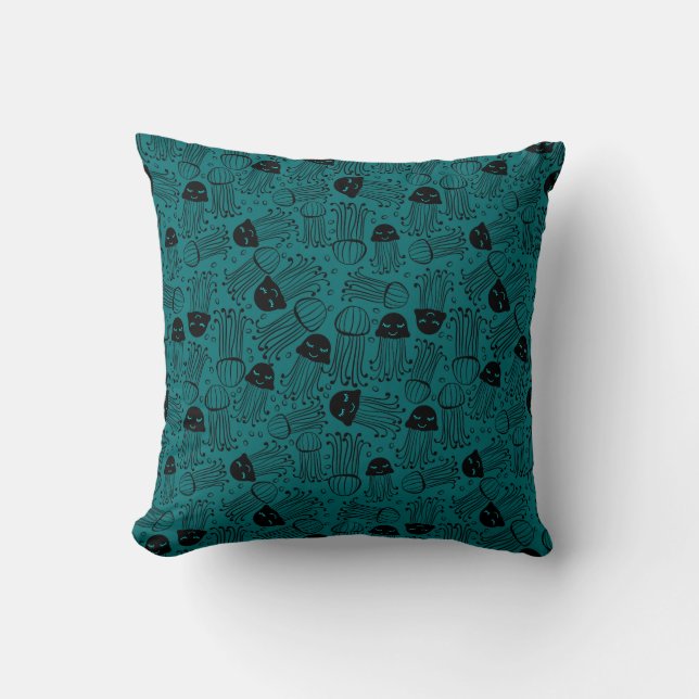 Cute handmade jelly fish pattern background cushion (Front)