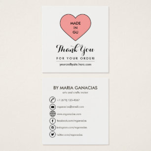 Cute Handmade Label Tag Social Media Business Card