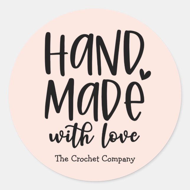 Cute Handmade With Love Blush Business Sticker (Front)