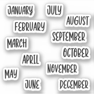 Cute Handwritten Black Text Months of the Year