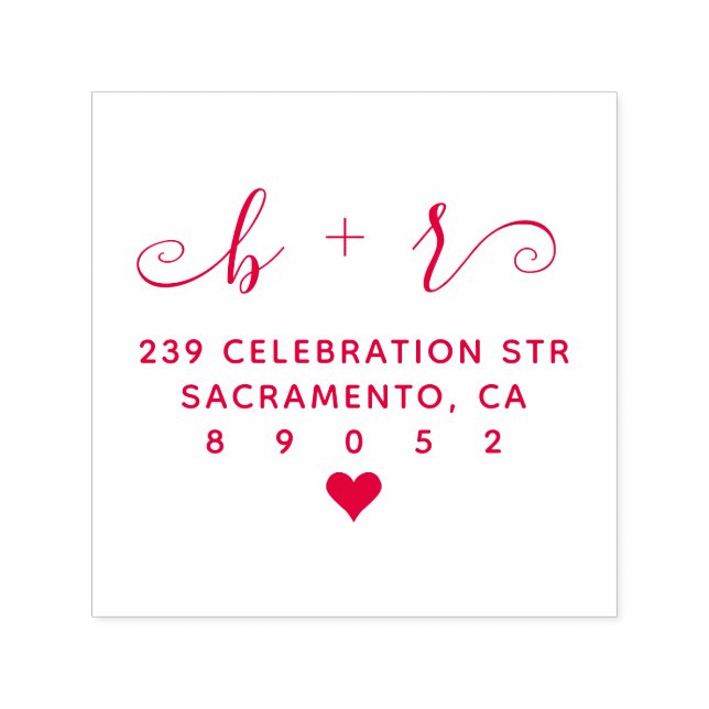 Cute Handwritten Initials Wedding Return Address Self-inking Stamp (Design)