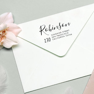 Cute Handwritten Script Family Name Return Address Self-inking Stamp