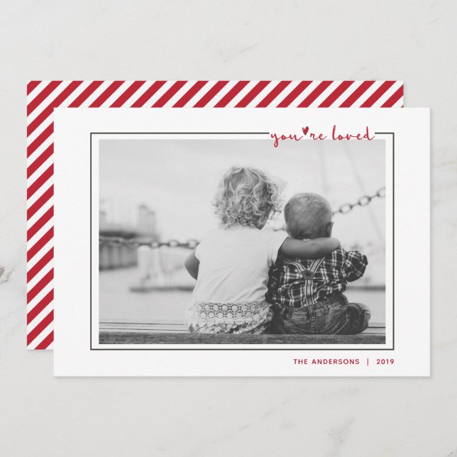Cute Handwritten You're Loved Frame Valentine Invitation (Front/Back)