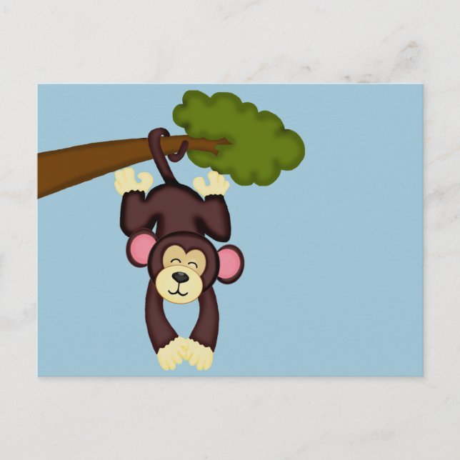 Cute Hanging Monkey Postcard (Front)