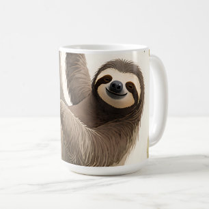 Cute Hanging Sloth Watercolor Relaxed Smile Coffee Mug