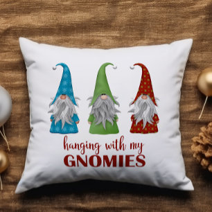 Cute Hanging with my Gnomies Gnome Christmas Cushion