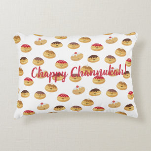 Cute Hannukah doughnut patterned pillow! Decorative Cushion