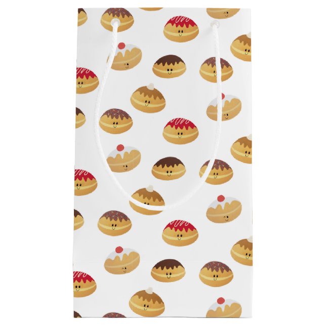 Cute Hannukah Sufganiyot Patterned Small Gift Bag (Front)