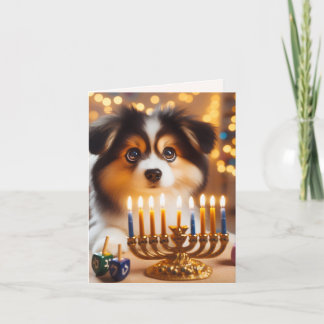 Cute Hanukkah Dog Holiday Card