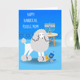 Cute Hanukkah for Poodle Mum with Menorah Card