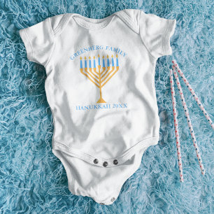 Cute Hanukkah Menorah Family Reunion Personalized Baby Bodysuit