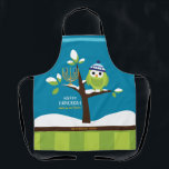 Cute Hanukkah Owl & Menorah in Snowy Tree Colourfu Apron<br><div class="desc">This Cute, Colourful Hanukkah Owl & Menorah in a Snowy Tree is totally fun! The Colourful Cartoon style will delight kids of all ages, Apron is designed to make people smile. Includes the words "Light up the Night" and space for your name. All text can be easily changed or deleted....</div>