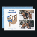 Cute Hanukkah Sloth 2 Photo Collage Holiday Card<br><div class="desc">Cute Hanukkah sloth personalised photo cards.</div>