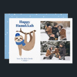 Cute Hanukkah Sloth 2 Photo Collage Holiday Card<br><div class="desc">Cute Hanukkah sloth personalised photo cards.</div>