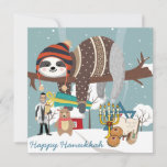 Cute Hanukkah Sloth Holiday Card<br><div class="desc">Adorable Hanukkah Sloth</div>