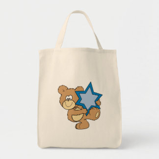cute hanukkah teddy bear holding star of david tote bag