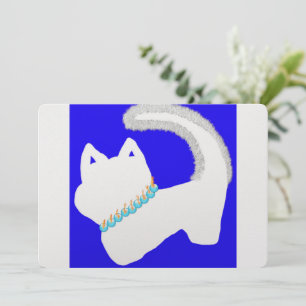 Cute Hanukkah with a white cat and menorah Holiday Card