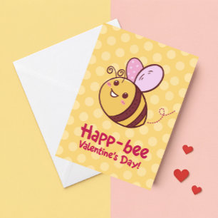 Cute Happ-Bee Kids Valentines Day  Holiday Card