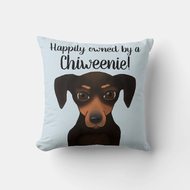 Cute Happily Owned Chiweenie | Chihuahua Dachshund Cushion (Front)