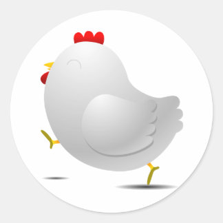 Cute happpy chicken cartoon charactor classic round sticker