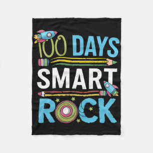 Cute Happy 100 Days Of School Smarter Smart Rock K Fleece Blanket