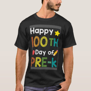 Cute Happy 100th Day of Pre k Teacher Colourful 10 T-Shirt