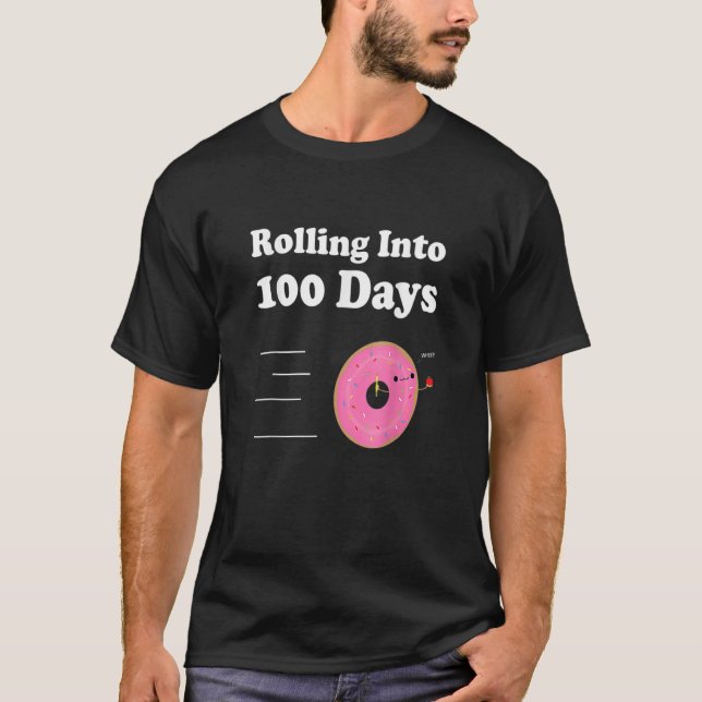 Cute Happy 100th Day Of School Rolling Strawberry  T-Shirt (Front)