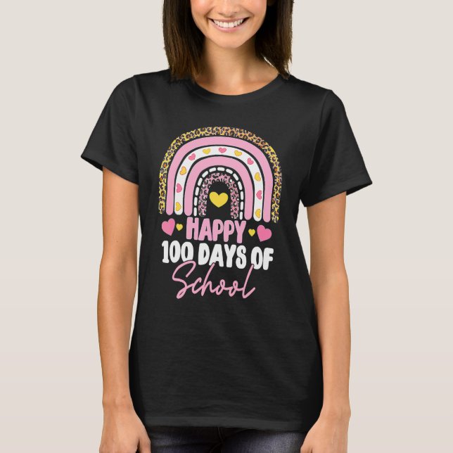 Cute Happy 100th Day Of School Teacher Kids 100 Da T-Shirt (Front)