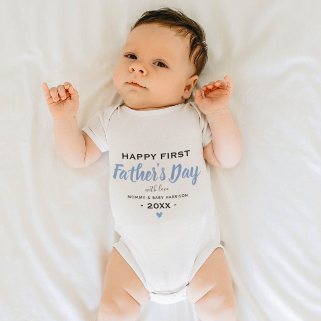 Cute Happy 1st Father's Day Boy Keepsake Baby Bodysuit (Creator Uploaded)